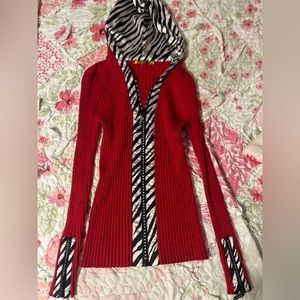 Y2K Zebra Print Hoodie Sweater